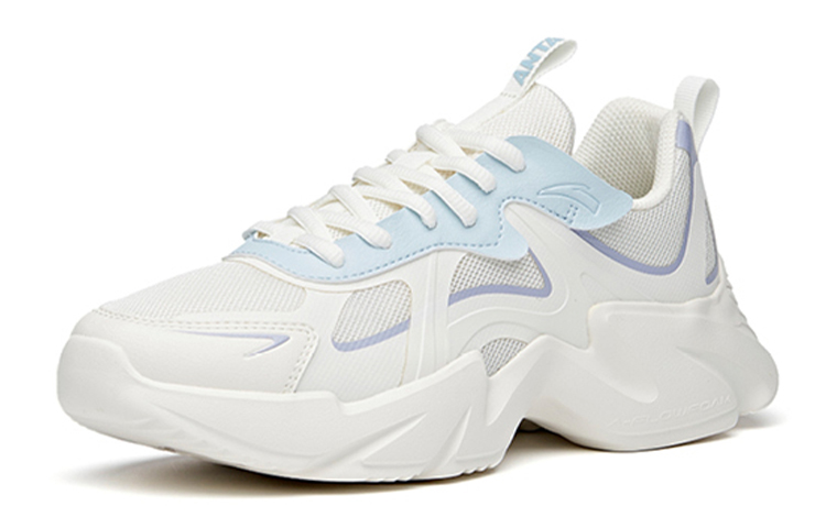 ANTA Running Shoes Women’s Low Top Ivory White/Light Blue/Poplar Catkin Purple