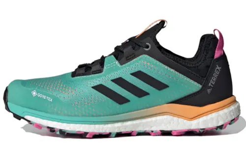 Adidas TERREX AGRAVIC FLOW Comfortable Round Toe Mesh Breathable Low top Running Shoes Women's Green Black Orange