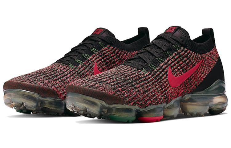 Мужские кроссовки Nike VaporMax Flyknit 3.0 (красно-черно-зеленые) — Красный / чёрный / зелёный — фото 3