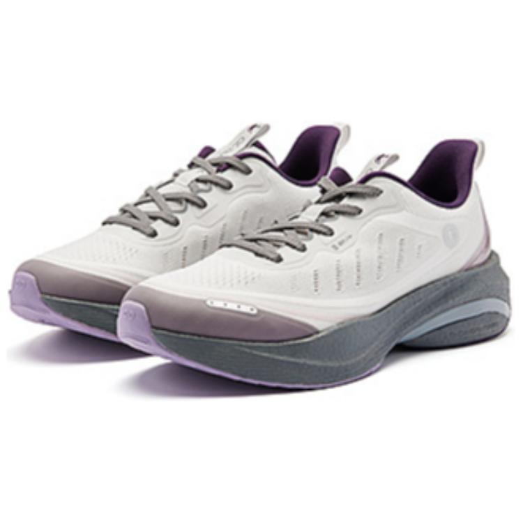 QIAODAN Cushioning Slip Resistant Abrasion Resistant Breathable Rebound Low top Sprint Running Shoes Women’s Beige Gray