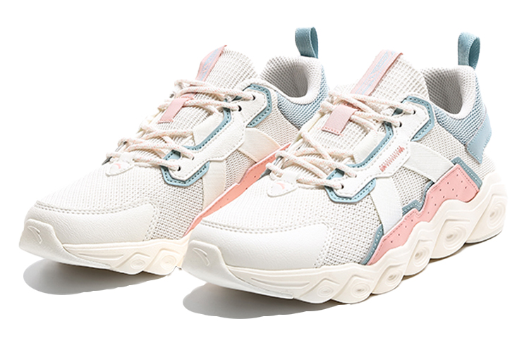 Anta Running Collection Sports Slip Resistant Abrasion Resistant Low top Running Shoes Women’s White Pink Cyan
