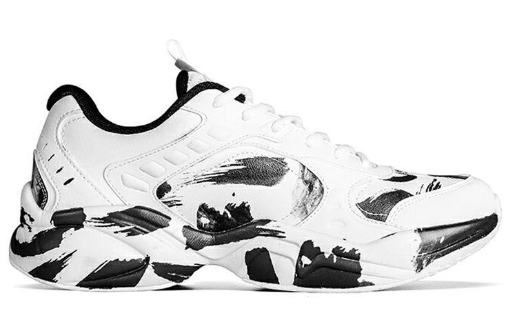 Anta Ink Wash Cushioning Slip Resistant Abrasion Resistant Breathable Low top Running Shoes Men’s White Black