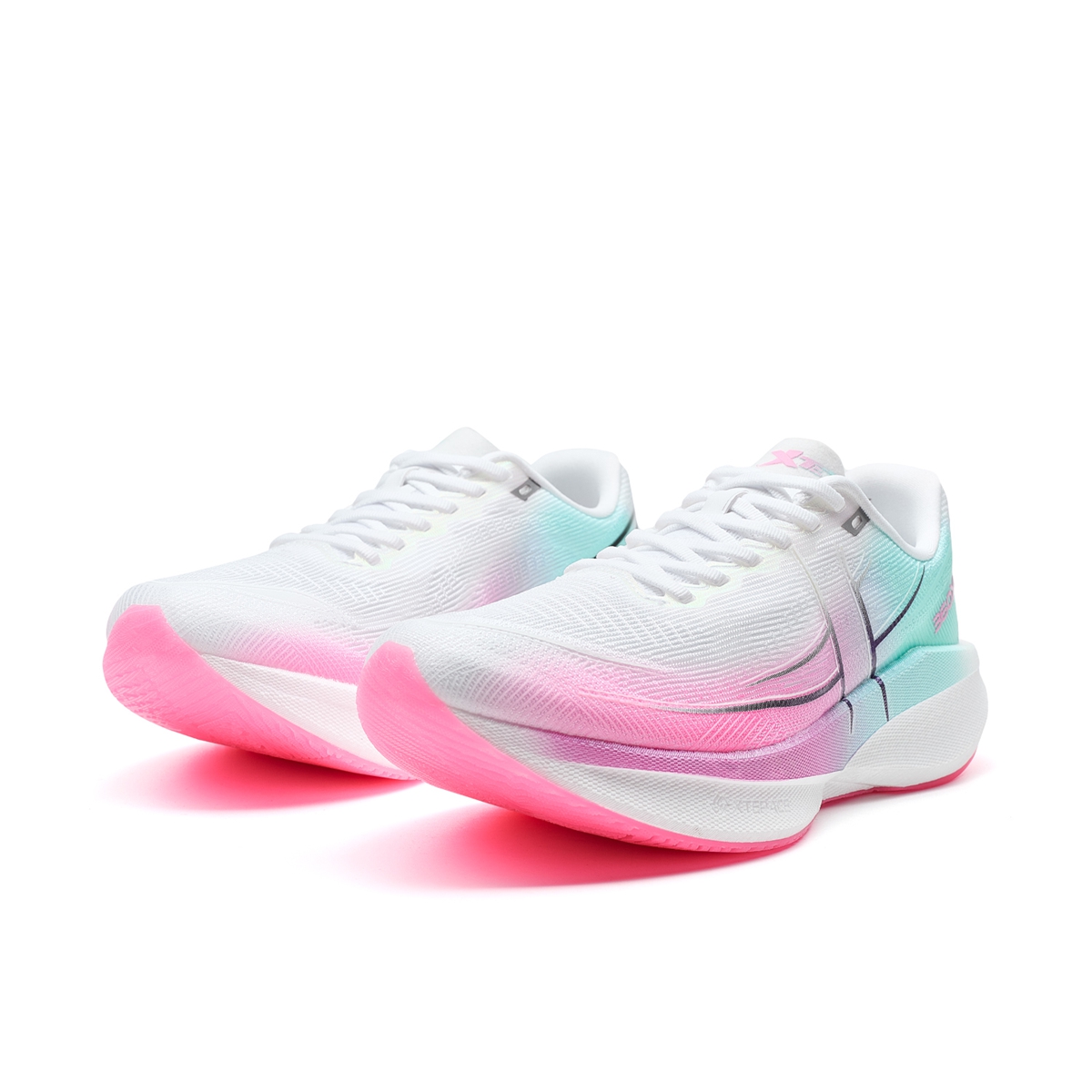 XTEP 360X 2.0 Fabric Low top Carbon Plate Marathon Training Running Shoes Women’s White Pink Green
