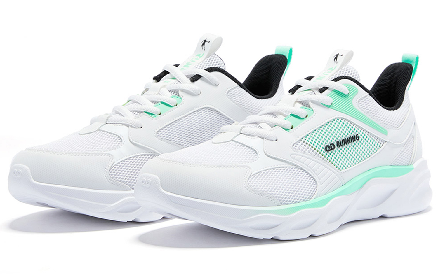 QIAODAN Soft Sole Cushioning, Wear Resistant Low top Running Shoes Men’s White Green