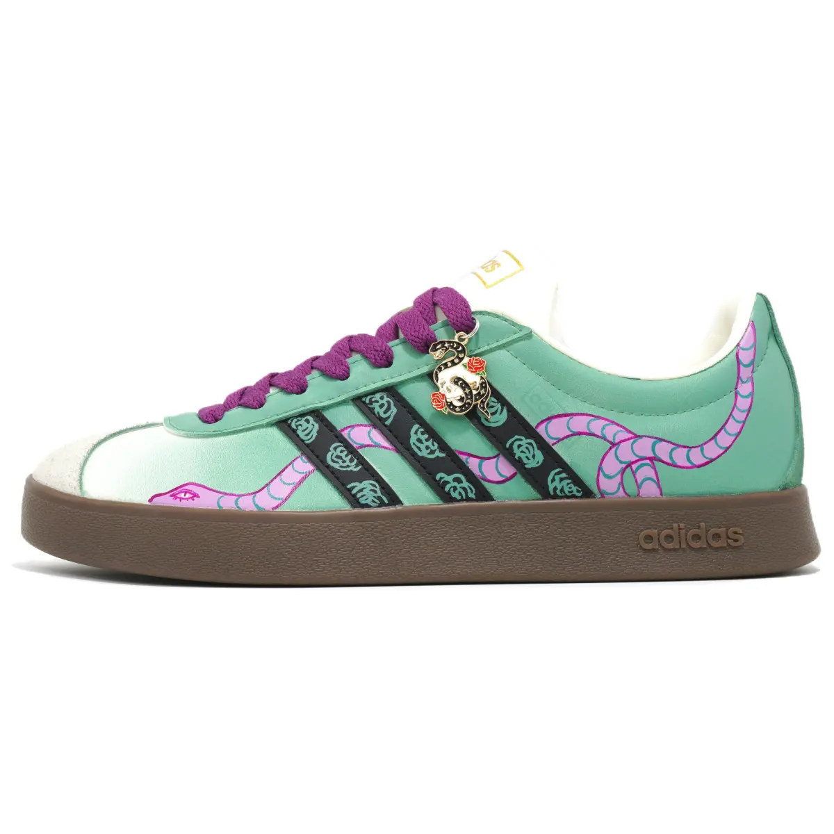 Adidas VL COURT 2.0 Cushioning, Wear Resistant Low top Skateboard Shoes Unisex Green Purple