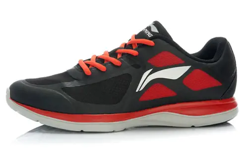 Li Ning Cushioning Slip Resistant Abrasion Resistant Low top Running Shoes Men's Black Red