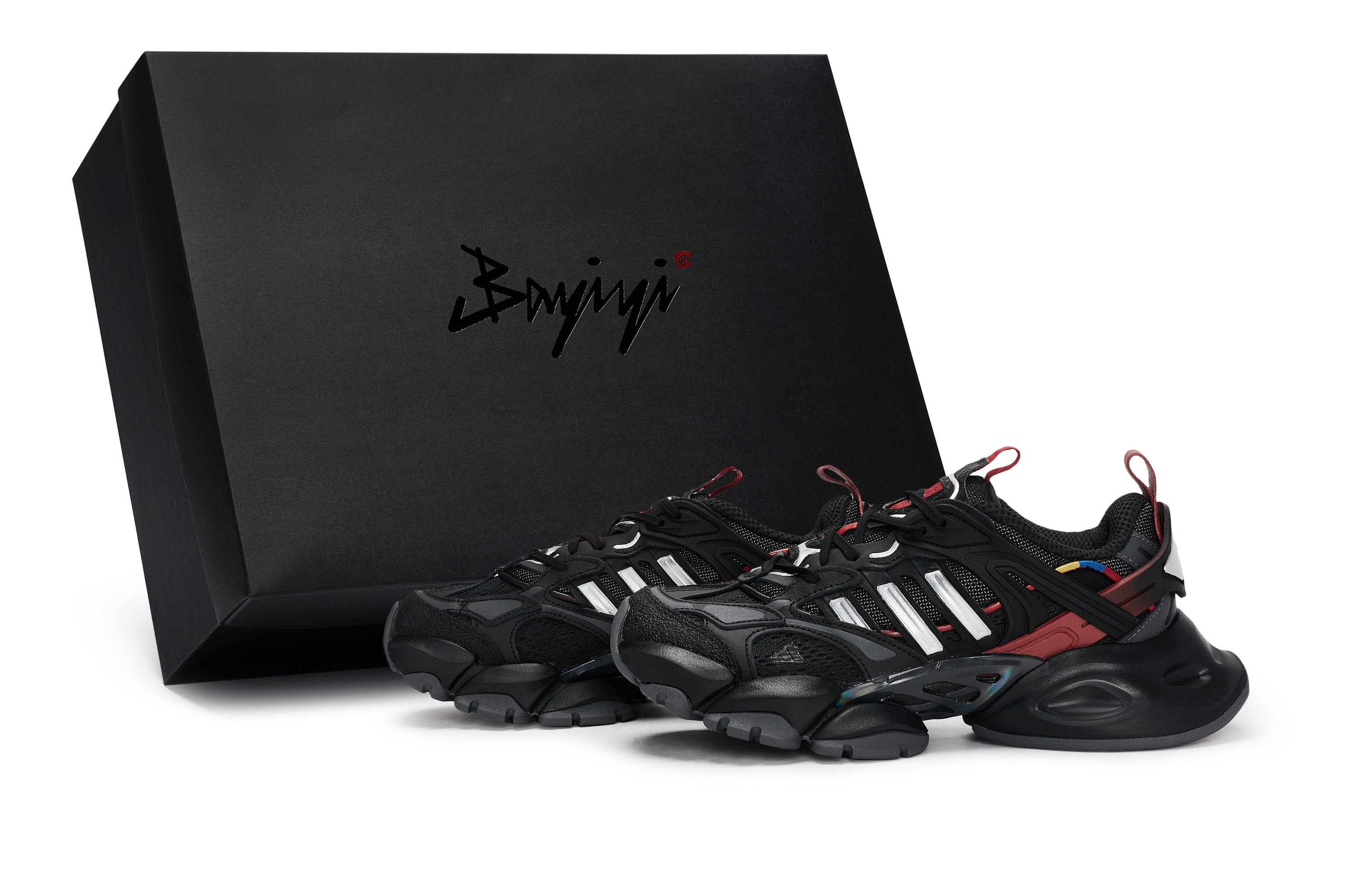 Adidas XLG RUNNER DELUXE Slip Resistant Abrasion Resistant Low top Running Shoes Unisex Black Red Silver