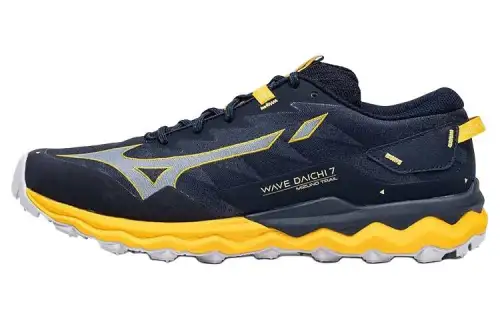 Mizuno Wave Daichi 7 Cushioning, Wear Resistant Low top Casual Running Shoes Men's Black Neon Yellow
