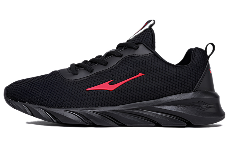 Erke Shock Absorbers Slip Resistant, Abrasion Resistant, Breathable Low Top Running Shoes Men’s Black Red