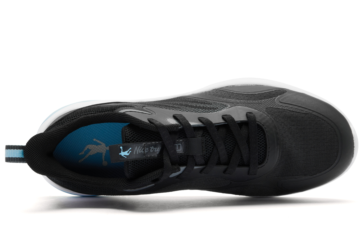QIAODAN Textile, Synthetic Leather Slip Resistant Abrasion Resistant Low top Running Shoes Women’s Black Blue