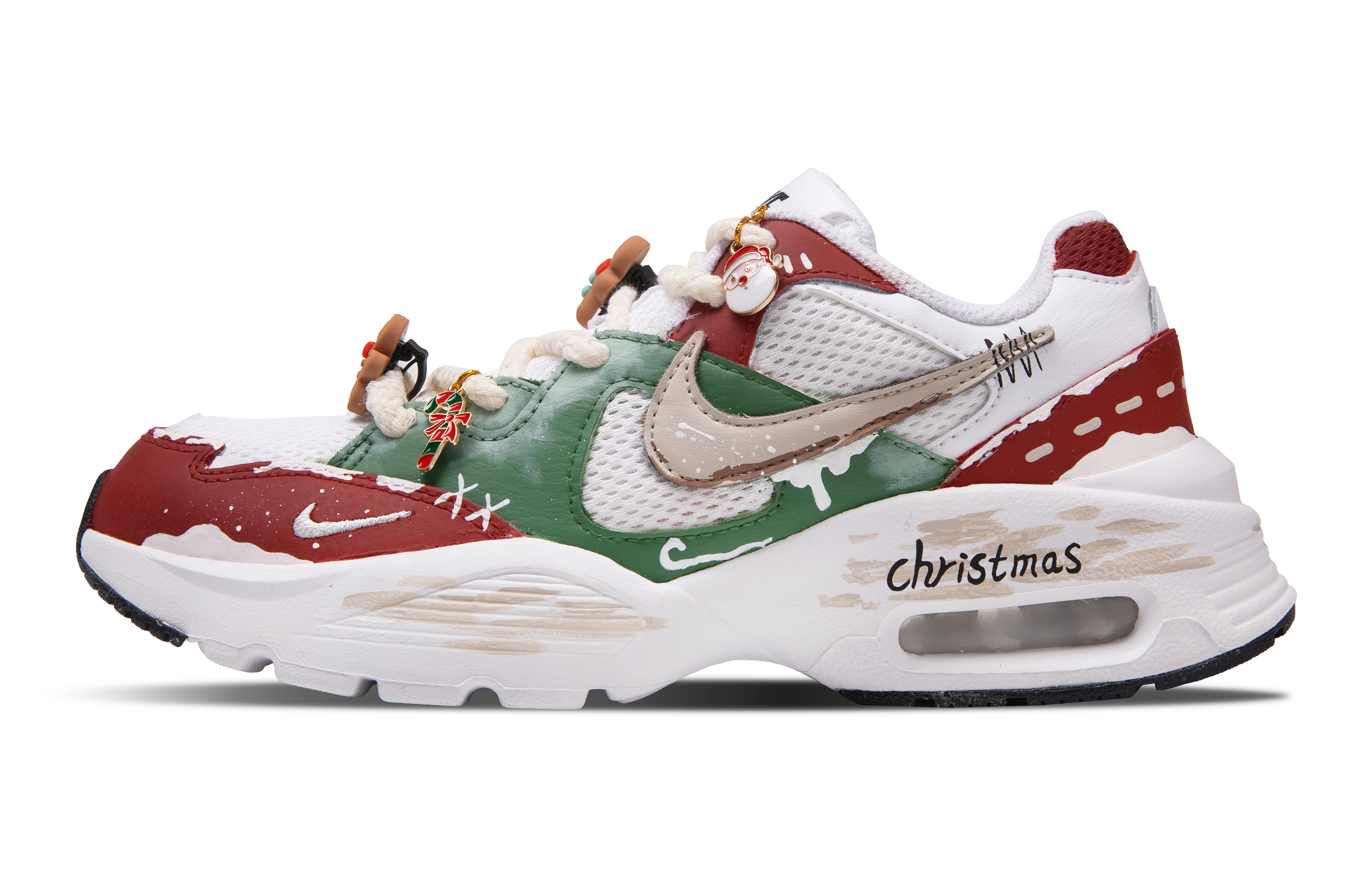 Nike Air Max Fusion Slip Resistant Low top Running Shoes Women’s Red Green