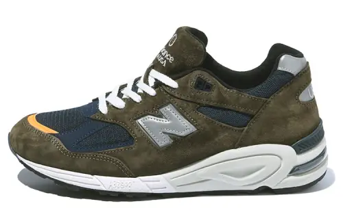 MADNESS x New Balance NB 990 V2 joint retro wear-resistant lightweight low-top running shoes for men and women, military green and orange