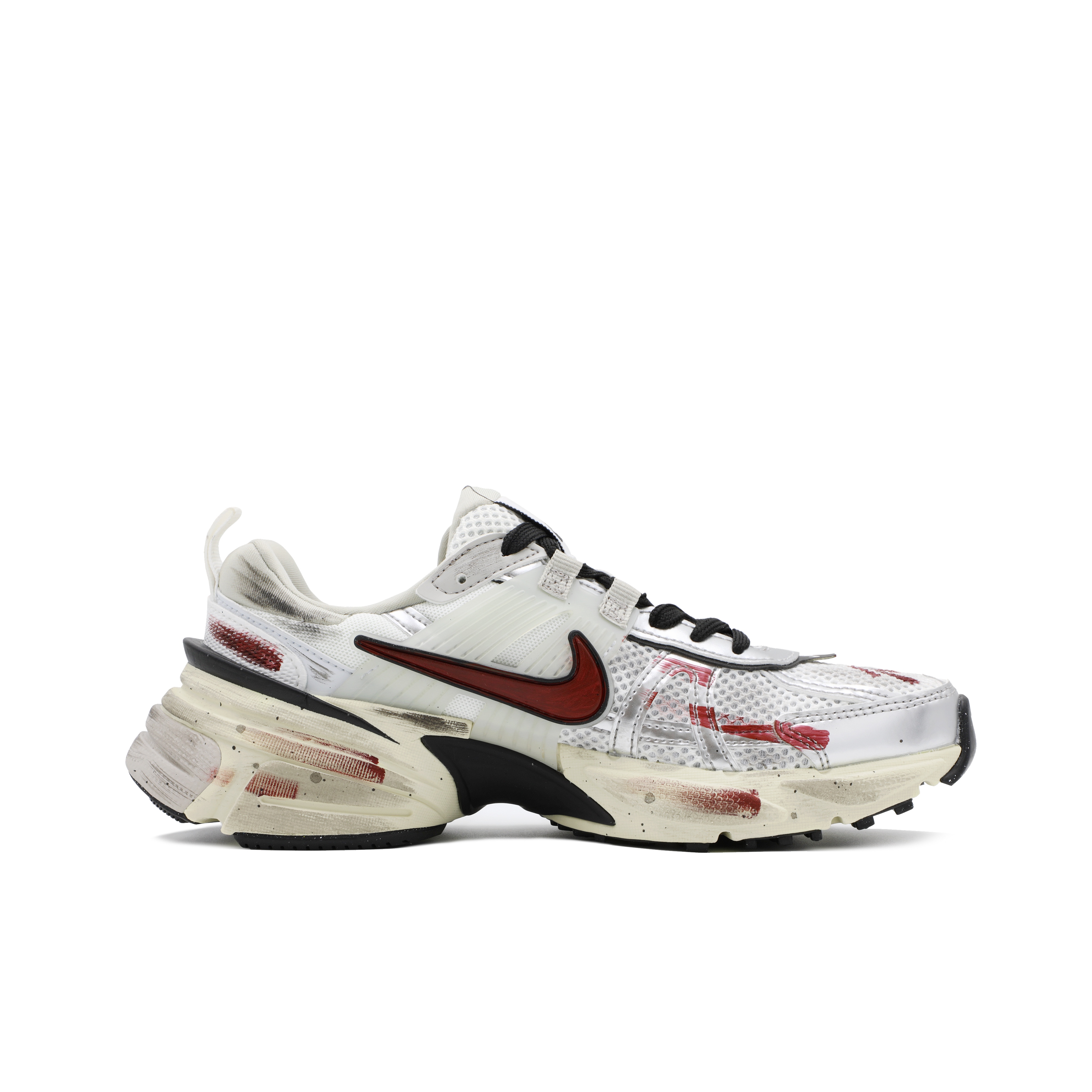 Nike V2K Run Fabric Cushioning Slip Resistant Cushioning Slip Resistant Low top Running Shoes Unisex Gray White Red
