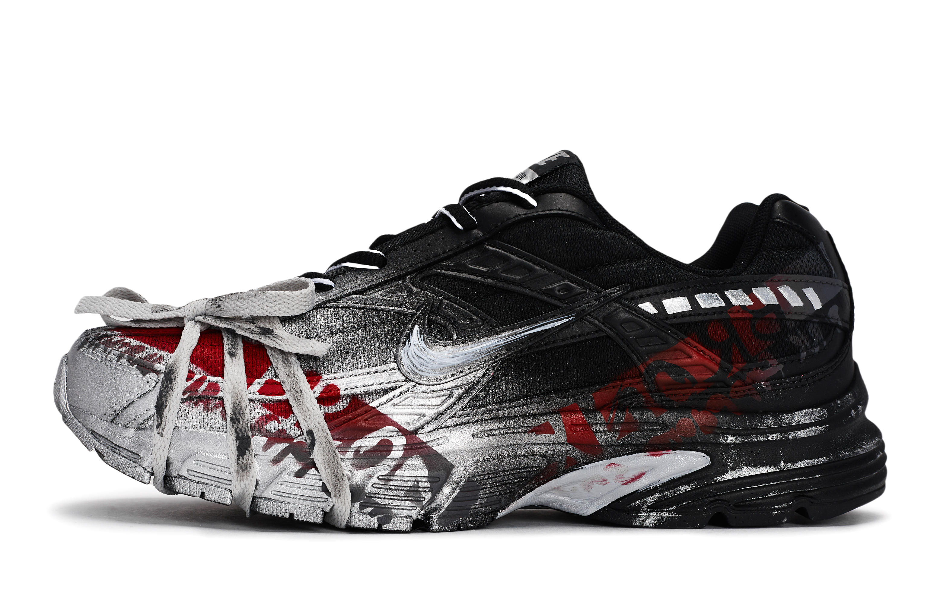 Nike Initiator Slip Resistant Abrasion Resistant Low top Running Shoes Men’s Black Red Silver