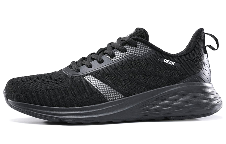 PEAK Textile, Synthetic Leather Cushioning Slip Resistant Abrasion Resistant Low top Running Shoes Men’s Black