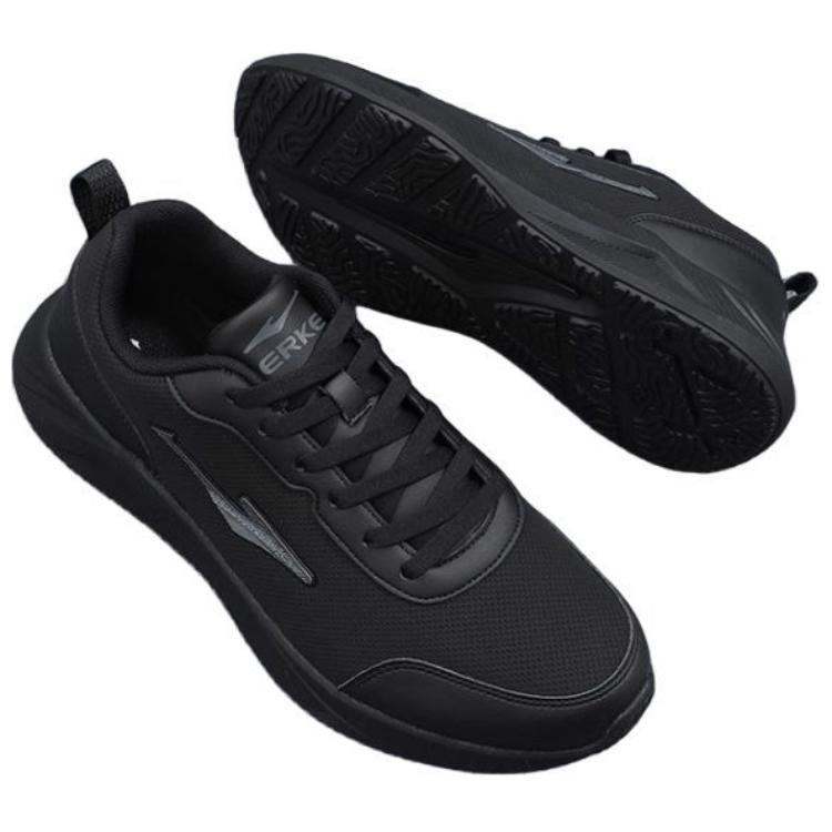 Erke Cushioning Slip Resistant Abrasion Resistant Breathable Low top Casual Running Shoes Men’s Black