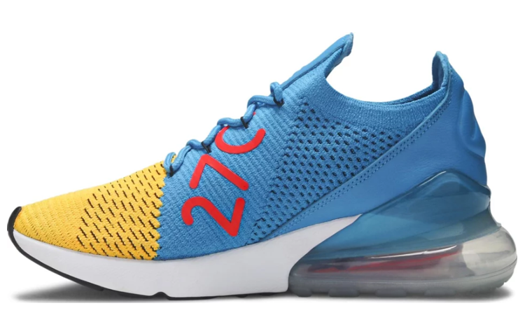 Nike Air Max 270 trendy and versatile low-top air cushion marathon running shoes men's blue and yellow