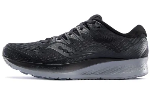 Saucony Ride ISO2 Cushioning Mesh, Textile Non slip Lightweight Low top Running Shoes Men's Black Gray