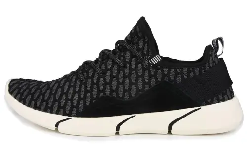 Li Ning Synthetic Leather, Textile Cushioning Breathable Abrasion Resistant Low top Running Shoes Unisex Black