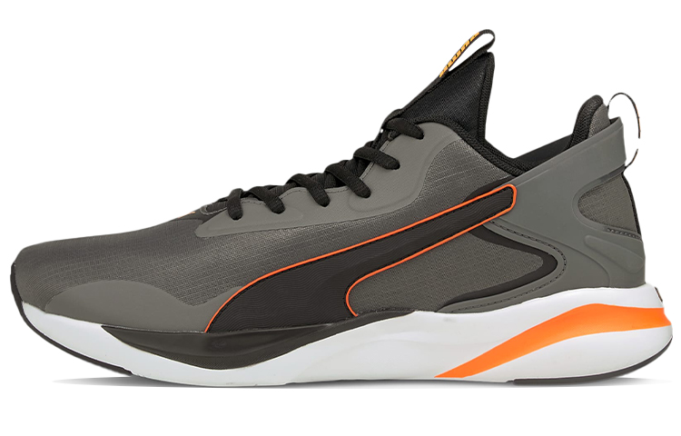 PUMA Softride Fabric Cushioning Slip Resistant Abrasion Resistant Lightweight Low top Running Shoes Men's Gray Orange