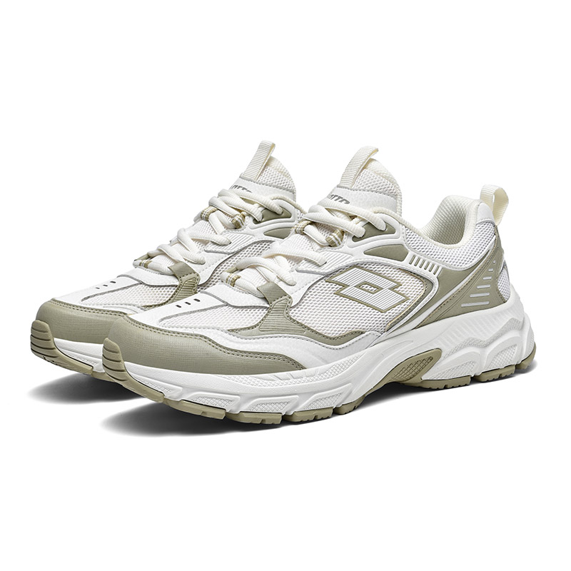 LOTTO Cushioning Slip Resistant Abrasion Resistant Low top Running Shoes Men’s Ivory White
