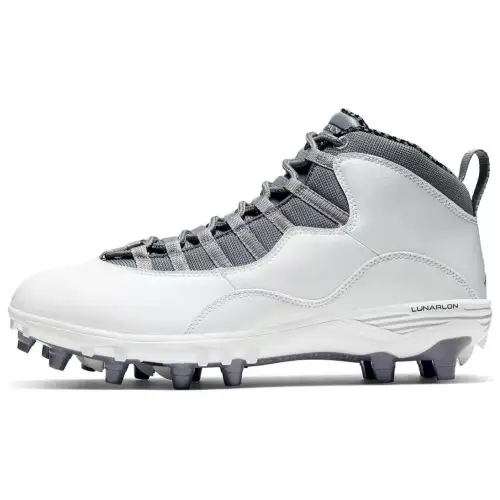 Jordan Air Jordan 10 Slip Resistant Abrasion Resistant Slip Resistant Abrasion Resistant Soccer Shoes Men's White Gray