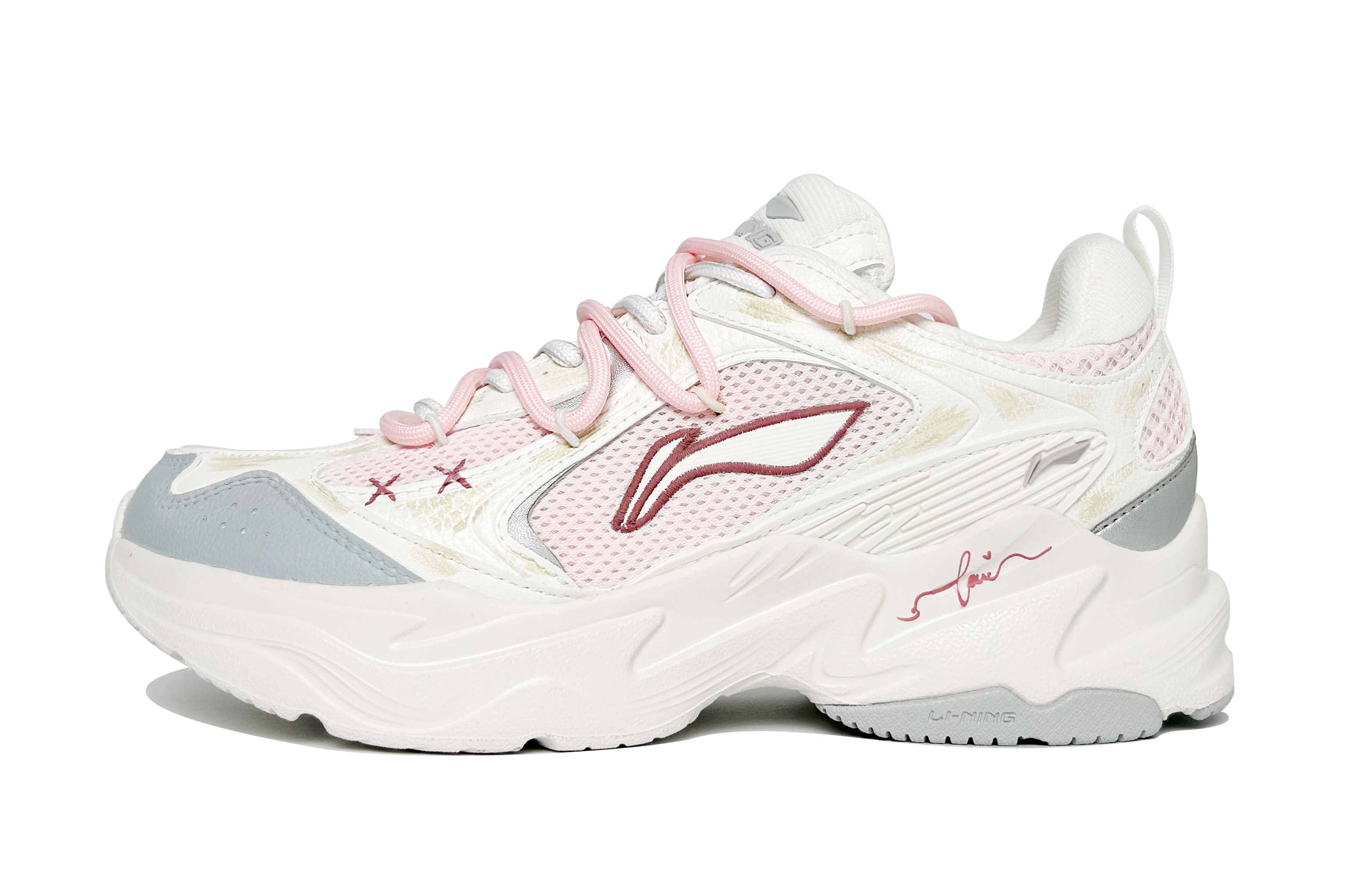 Li Ning Slip Resistant Abrasion Resistant Low top Casual Running Shoes Women’s Rose Pink