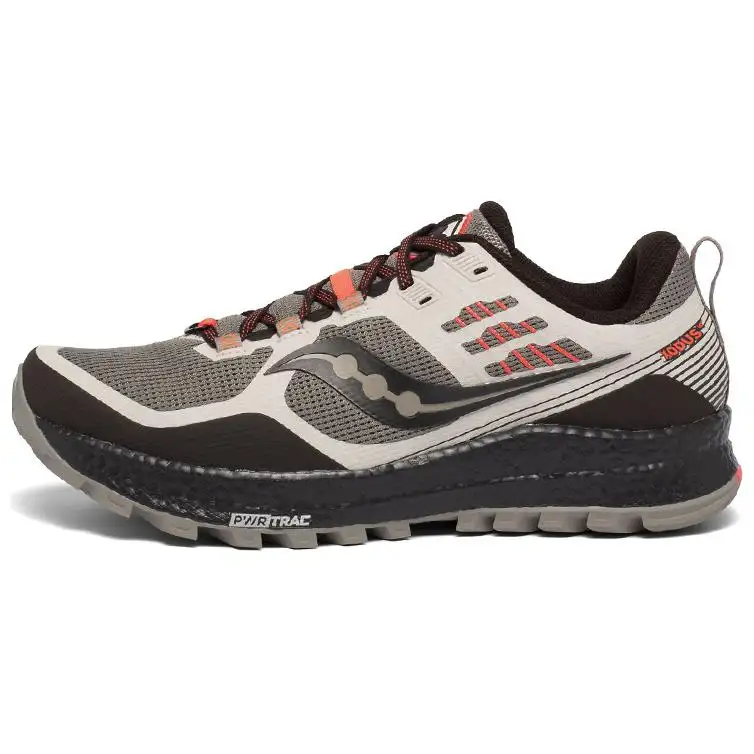 Saucony Mesh Cushioning Slip Resistant Abrasion Resistant Lightweight Low top Running Shoes Men's Coffee Gray