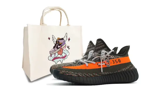 Adidas Originals Yeezy Boost 350 V2 Abrasion Resistant Low top Casual Shoes Unisex Gray Orange