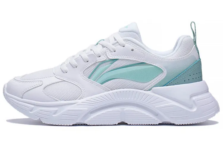 Li Ning Comfortable Abrasion Resistant Low top Running Shoes Women's White Blue