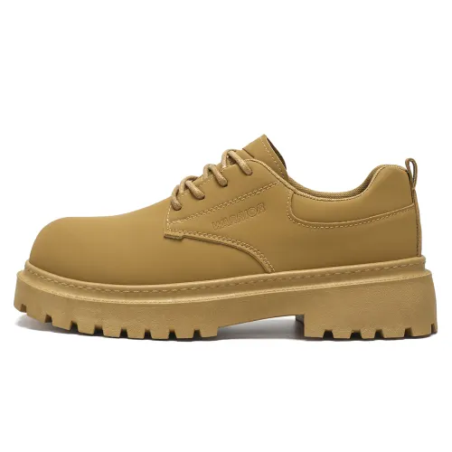 Warrior Derby Shoes British Thick Sole Winter Style Fashionable Matte Advanced American Retro Classic Versatile Big Round Toe Increased Commuting Leather Shoes Martin Boots Men's Style