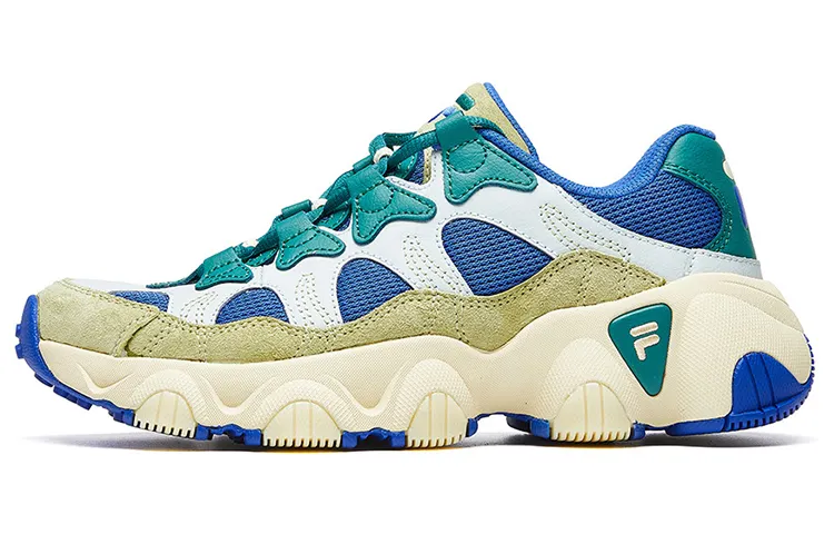 FILA Jagger Textile, Synthetic Leather Comfortable Round Toe Low top Casual Shoes Women's White Blue Green