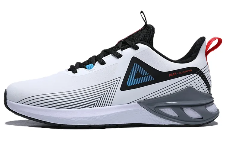 PEAK Leather Upper Cushioning Abrasion Resistant Breathable Slip Resistant Low top Running Shoes Men's White Black