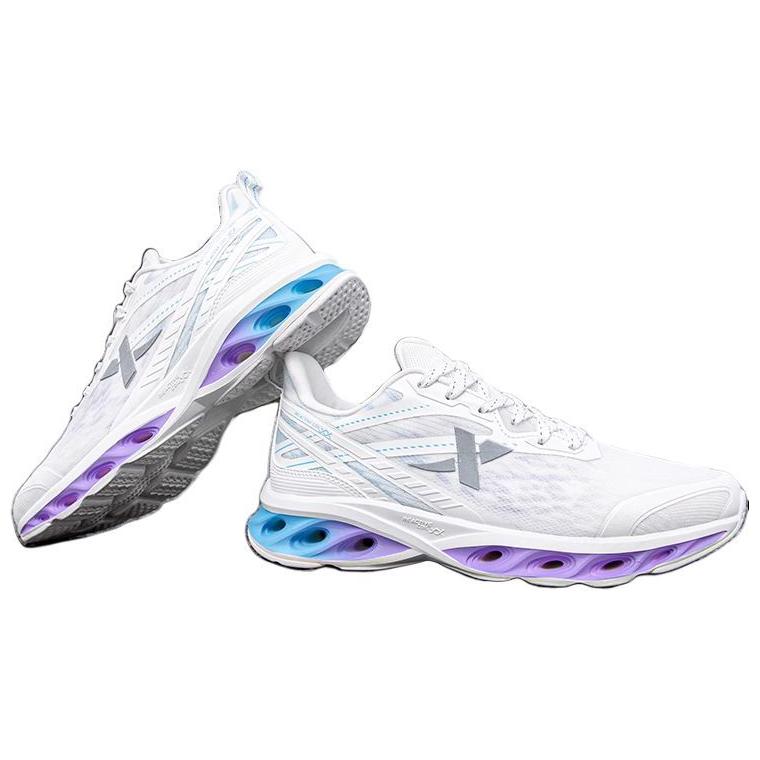 XTEP Cushioning Slip Resistant Abrasion Resistant Rebound Low top Running Shoes Men’s White Blue Purple