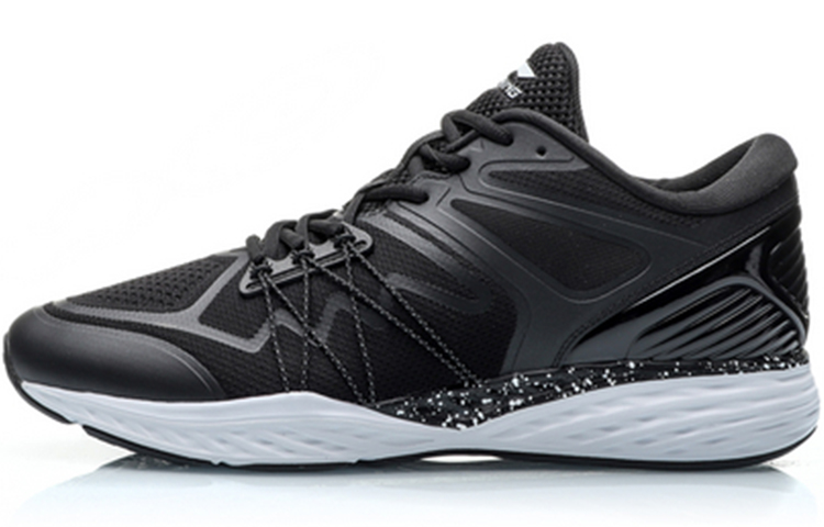 Li Ning Cushioning Slip Resistant Abrasion Resistant Low top Running Shoes Men's Black White