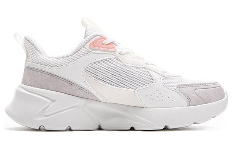 QIAODAN Comfortable Round Toe Cushioning Slip Resistant Abrasion Resistant Low top Running Shoes Women’s White