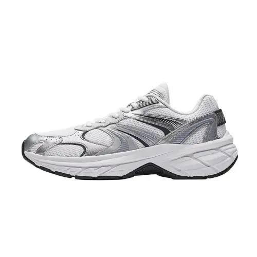 Anta Textile, Synthetic Leather Abrasion Resistant Cushioning Low top Casual Running Shoes Men's White Silver