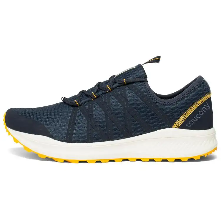Saucony Mesh Non slip Lightweight Low top Running Shoes Men's Dark Blue Yellow
