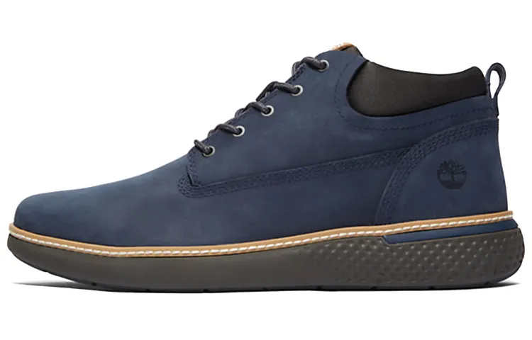 Timberland Cross Mark Chukka Leather Waterproof And Wear resistant Ankle Length Outdoor Boots Blue Black
