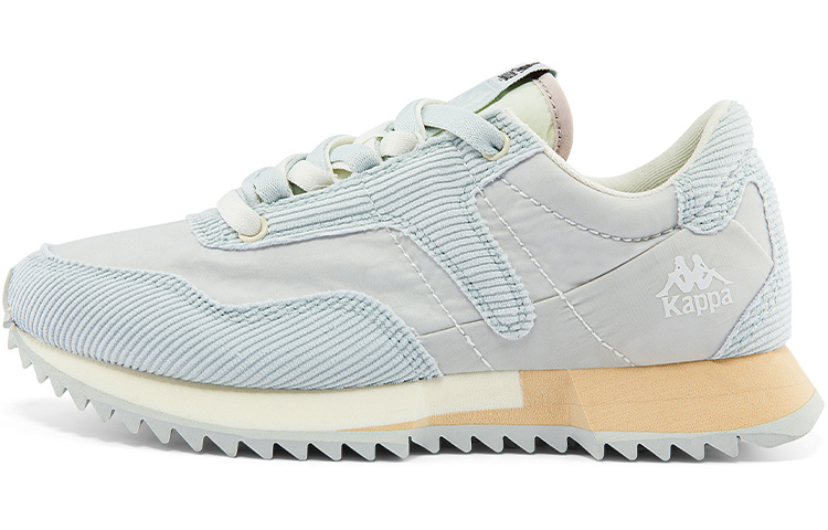 Kappa Retro Sports Fabric Coverage Slip Resistant Low top Casual Running Shoes Women's Light Blue Gray White Yellow