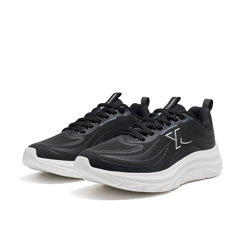 XTEP Synthetic Leather Slip Resistant Abrasion Resistant Low top Running Shoes Women’s Black White