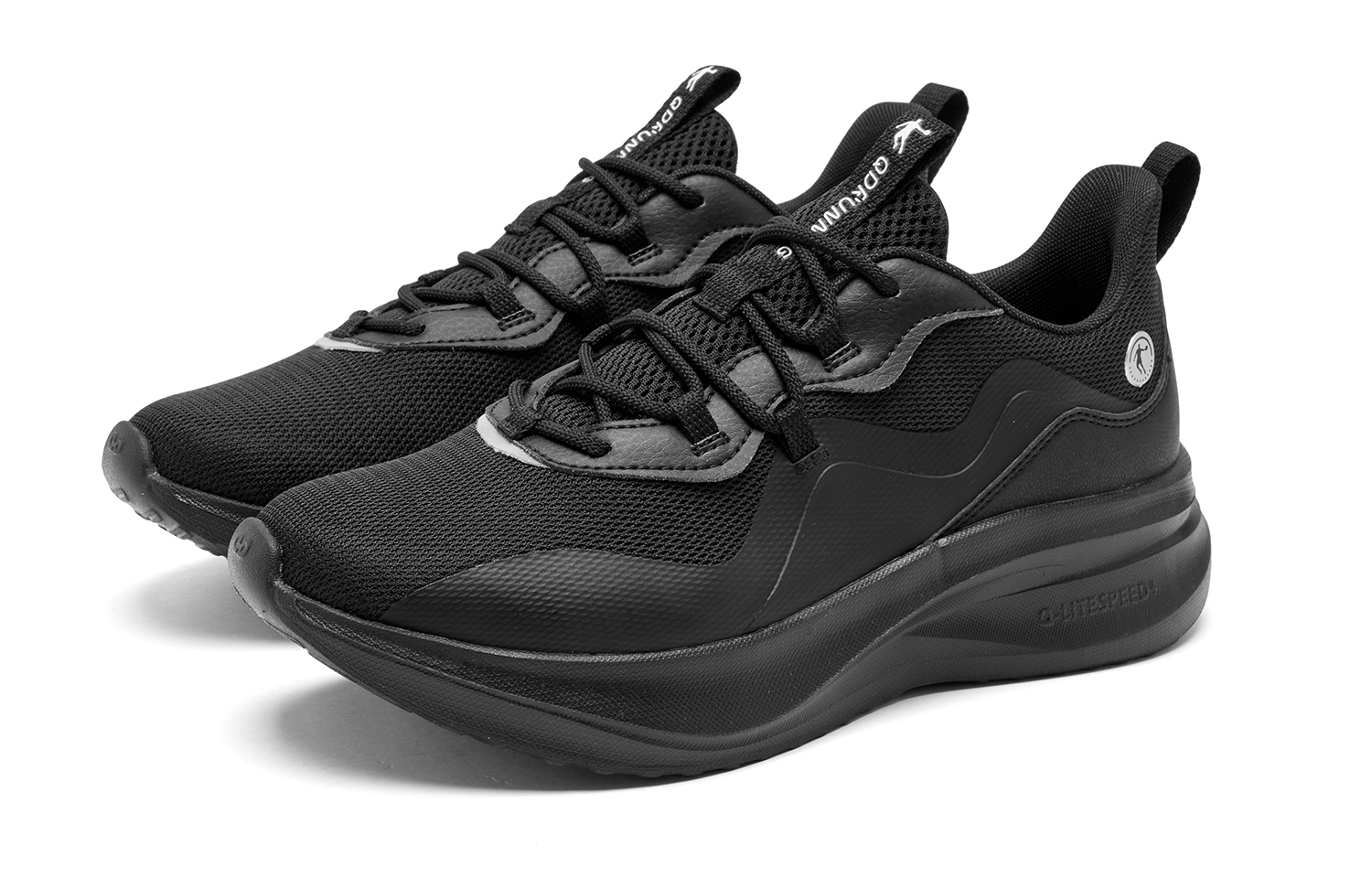 QIAODAN Cushioning Slip Resistant Abrasion Resistant Low top Casual Running Shoes Men’s Black