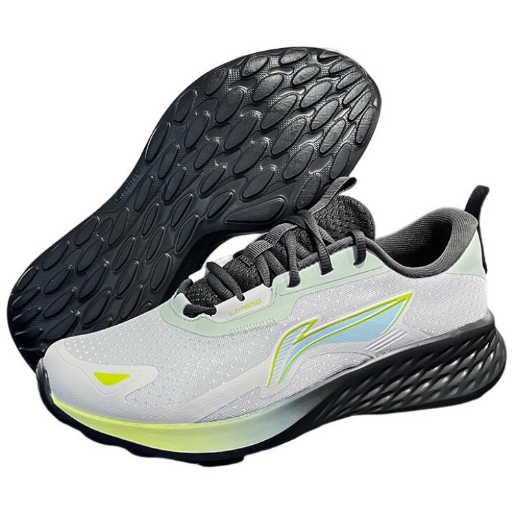 Li Ning Light Cloud Slip Resistant Abrasion Resistant Low top Running Shoes Unisex Gray Green Black