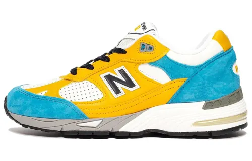 SNS x New Balance NB 991 Series Retro Versatile British Made Pigskin Leather Low-top Casual Running Shoes Men's Yellow Blue