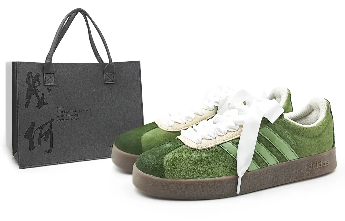 Adidas VL COURT 2.0 Cushioning, Wear Resistant Low top Skateboard Shoes Unisex Matcha Green