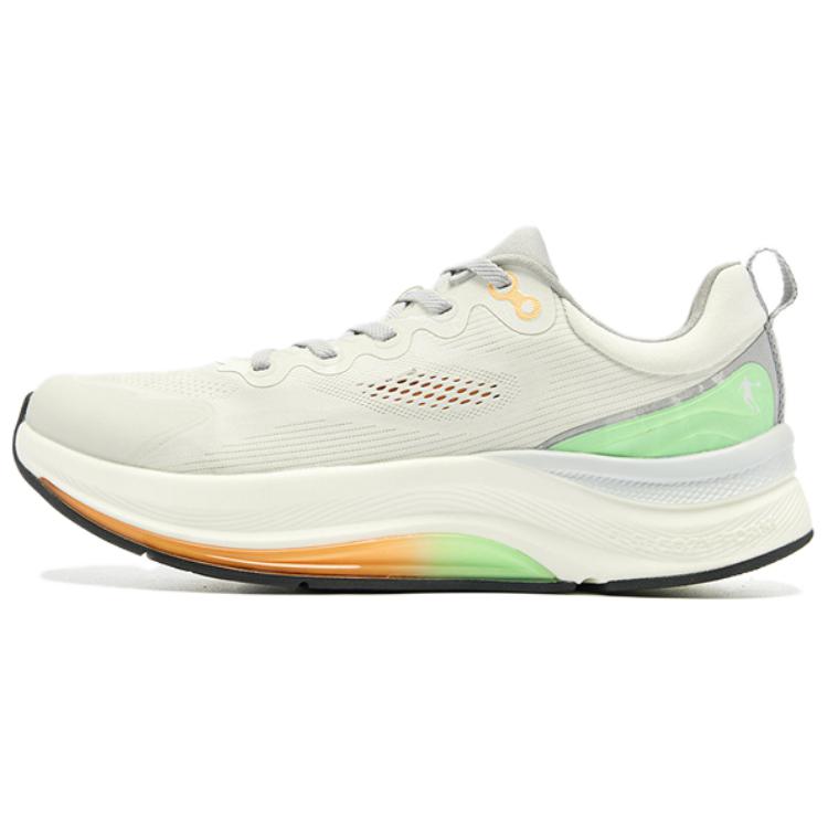 QIAODAN Cushioning Slip Resistant Abrasion Resistant Low top Cushioning Gel Casual Running Shoes Men’s White Gray Green