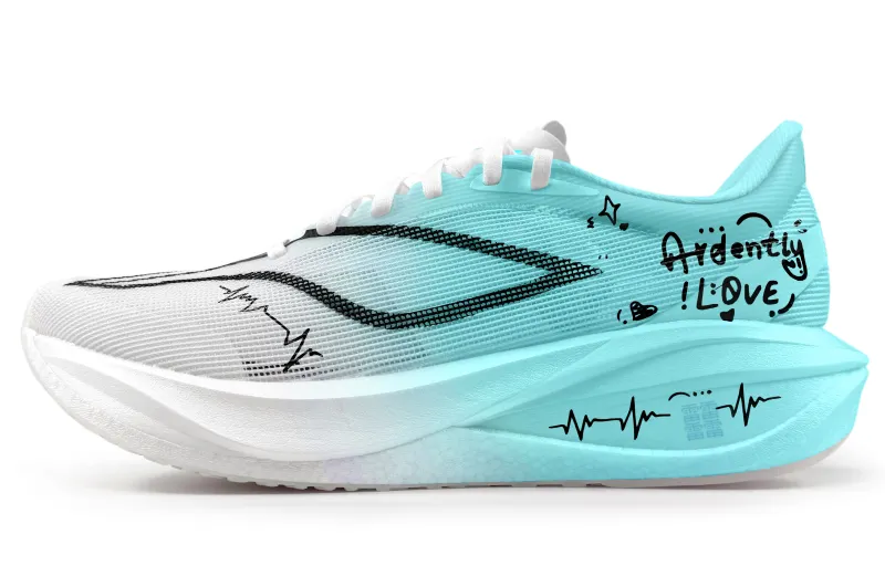 Li Ning Feidian 5 Challenger Cushioning Slip Resistant Rebound Low top Casual Running Shoes Men's White Cyan