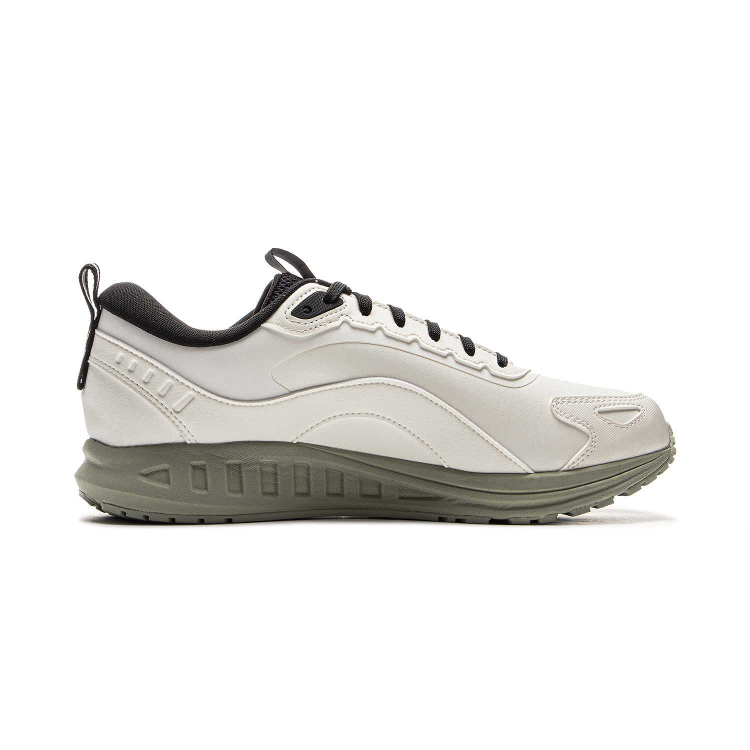 Li Ning Cushioning Slip Resistant Abrasion Resistant Low top Casual Running Shoes Men’s Beige Black Green