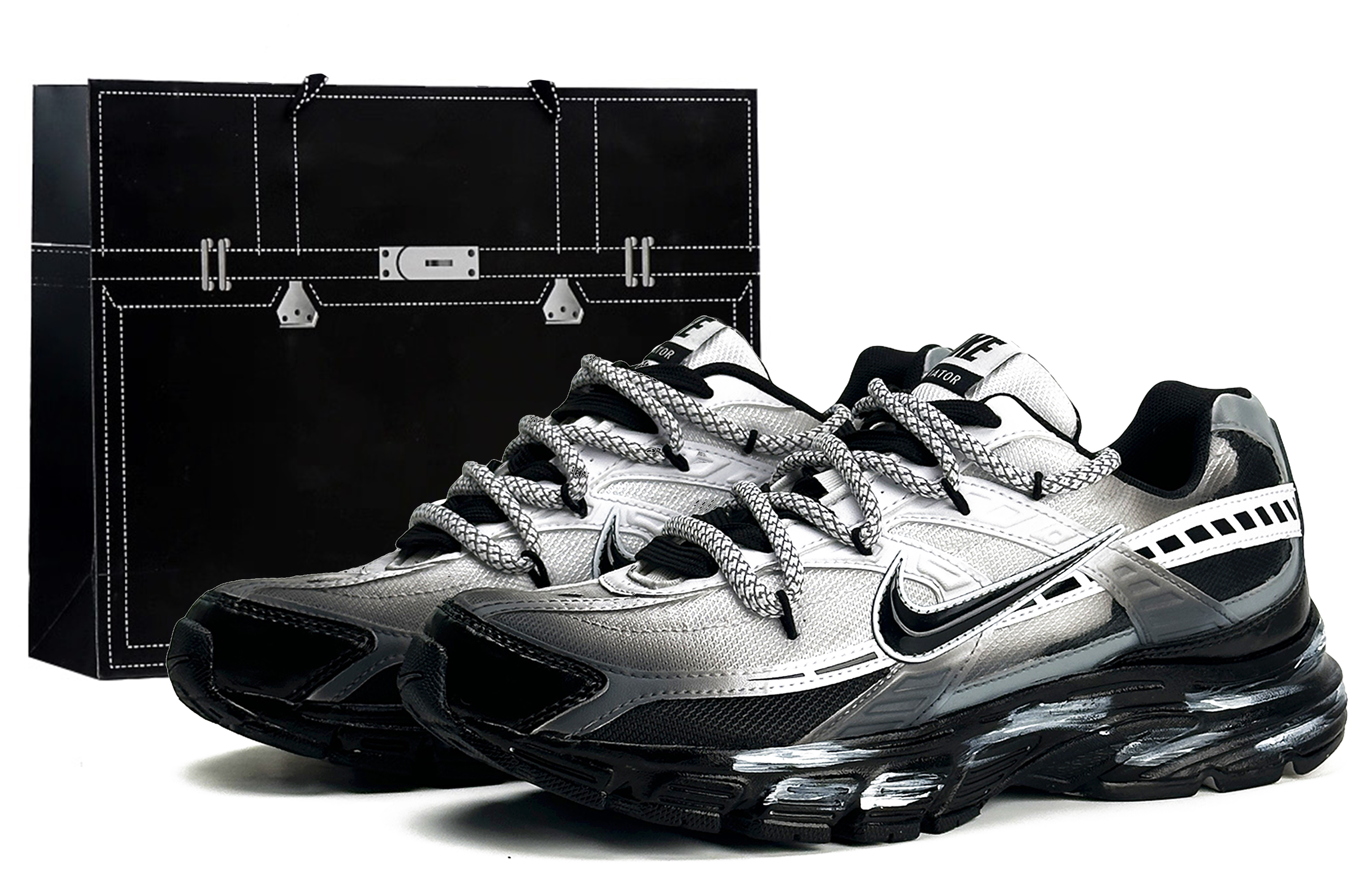 Nike Initiator Abrasion Resistant Support Low top Casual City Commuting Running Shoes Unisex Black White