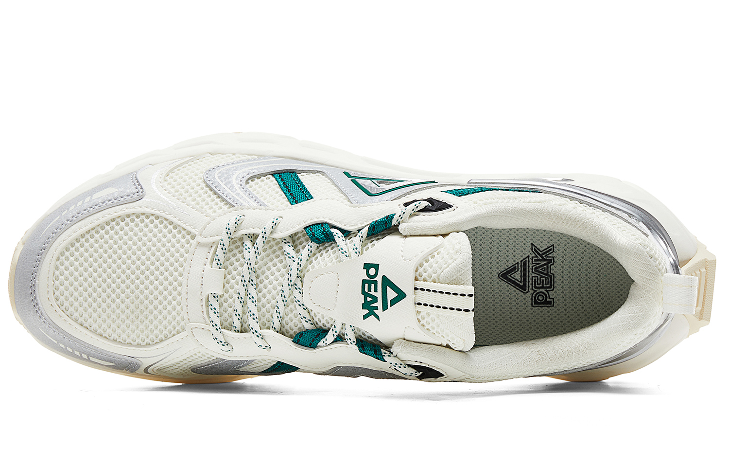 PEAK Cushioning Slip Resistant Abrasion Resistant Breathable Rebound Low top Running Shoes Men’s Beige White Green
